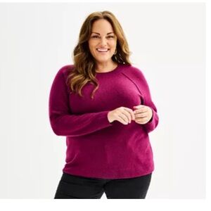 Sonoma Berry Purple Cozy Knit Sweater Plus Size 3X Soft Winter Staple